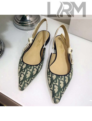 Dior J'adior Slingback Ballet Flat in Diorquake Oblique Canvas Green 2019