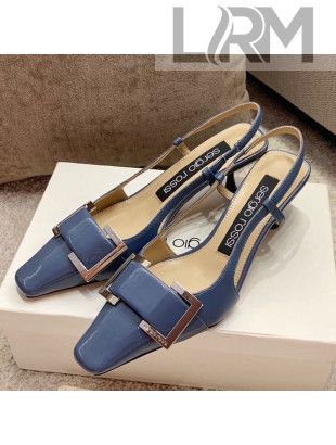 Sergio Rossi Twenty Patent Calfskin Slingback Pums Blue 2021