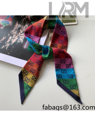 Gucci GG Multicolour Silk Neck Bow/Bandeau Scarf 5x86cm 2021