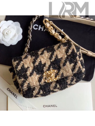 Chanel 19 Houndstooth Tweed Flap Waist Bag/Belt Bag AS1163 Beige/Black 2019