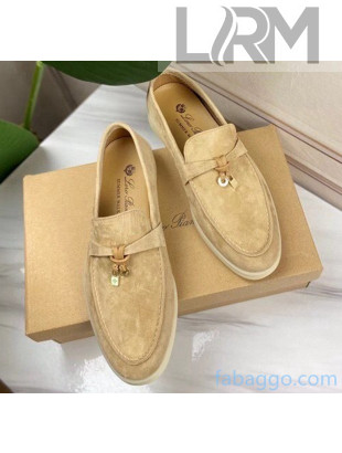 Loro Piana Suede Calfskin Summer Charms Walk Moccasin Loafers Khaki 2020