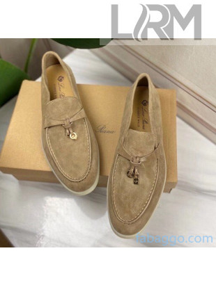 Loro Piana Suede Calfskin Summer Charms Walk Moccasin Loafers Coffee 2020