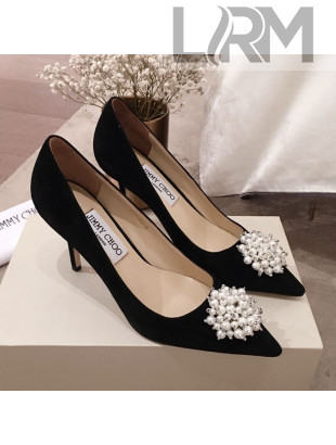 Jimmy Choo Suede Pearl Charm Pumps Black 2020