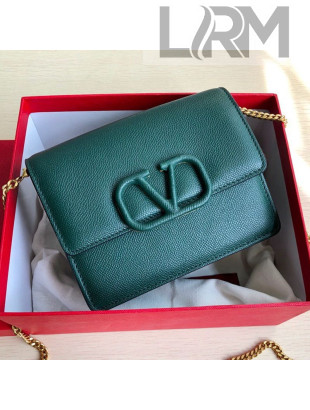 Valentino VLock Grained Calfskin Chain Shoulder Bag 0069 Green 2019