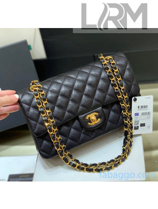 Chanel Quilted Grained Calfskin Medium Classic Flap Bag A01112 Original Quality Black/Gold 2021