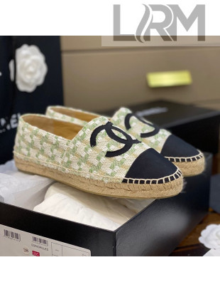 Chanel CC Check Tweed Espadrilles Green 2021 22