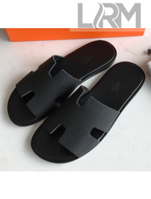 Hermes Izmir Sandal For Men in Togo Calfskin Black 2020 (Handmade)