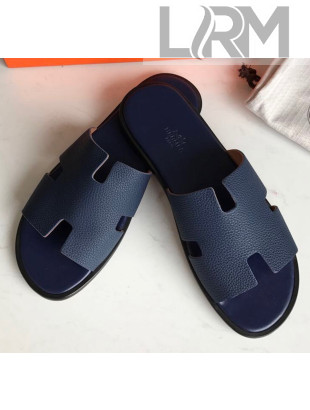 Hermes Izmir Sandal For Men in Togo Calfskin Navy Blue 2020 (Handmade)