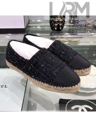 Chanel Tweed Espadrilles G29762 Navy Blue/Black 2019