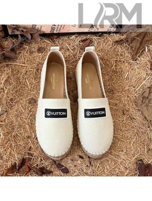 Louis Vuitton Logo Patch Canvas Espadrilles Cream White 2021 44