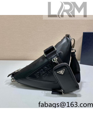 Prada Leather Triangle Shoulder Bag 1BH190 Black 2021