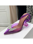 Amina Muaddi TPU Slingback Pumps with Crystal Butterfly 9.5cm Purple 2021 30