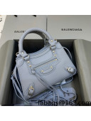 Balenciaga Neo Classic Mini Bag in Grained Calfskin Light Blue/Gold 2021 638512