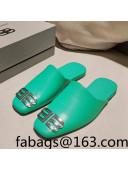 Balenciaga BB Lambskin Flat Mules Green 2021 19