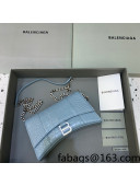 Balenciaga Hourglass Chain Wallet in Shiny Crocodile Leather Dusty Blue/Silver 2021