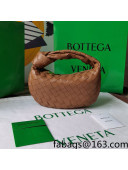 Bottega Veneta Mini BV Jodie Hobo Bag in Woven Lambskin Caramel Brown 2021