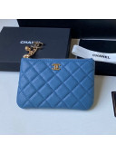 Chanel Grained Leather Mini Pouch with Charm A50168 Royal Blue 2021