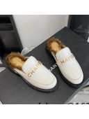 Chanel Patent Leather & Shearling Mules White 2021 88