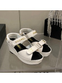 Chanel Leather Wedge Sandals White 2022 24