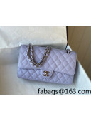 Chanel Grained Calfskin Classic Medium Flap Bag A01112 Light Purple/Silver 2022