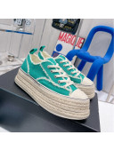 Chanel Canvas Platform Sneakers 5cm Green 2022 030467