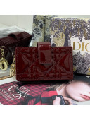 Dior Lady 5-Gusset Card Holder Wallet in Burgundy Patent Cannage Calfskin 2021