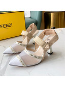 Fendi Colibrì Slingback Pumps 8.5cm in White Mesh with Metal Stitches Black 2022