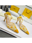 Fendi Colibrì Lite High Heel Slingback Pumps 8.5cm in FF Karligraphy Mesh Yellow 2022