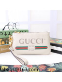 Gucci Leather Logo Web Pouch 526886 White 2022