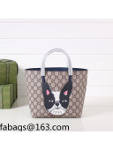 Gucci Children's GG Canvas Tote Bag with Dog Print 410812 Blue 2022 04