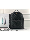 Gucci Chevron Leather Large Backpack 523405 Black 2022 