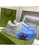 Gucci Chunky B GG Embossed Leather Sneaker Blue/Grey 2022