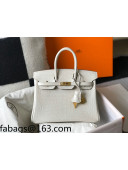 Hermes Birkin 25cm Bag in Crocodile Embossed Calf Leather White/Gold 2021 