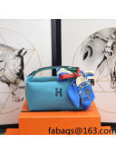 Hermes Trousse Bride-A-Brace Canvas Case/Top Handle Bag Turq Blue 2022