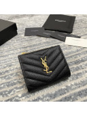 Saint Laurent Fold Wallet in Grained Leather 517045 Black/Gold 2022 