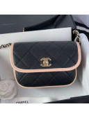 Chanel Grained Calfskin Mini Messenger Bag AS2465 Black/Pink 2021