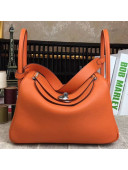 Hermes Lindy 26cm/30cm in Togo Leather with Silver Hardware Orange (Half Handmade)