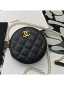 Chanel Calfskin Round Clutch Bag with Chain AP2191 Black 2021