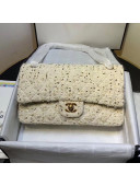 Chanel Tweed Lurex Medium Flap Bag White/Gold 2019