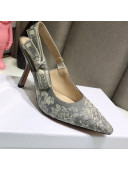 Dior J'Adior Slingback Pumps 9.5cm in Grey Toile de Jouy Reverse Embroidered Cotton 2021