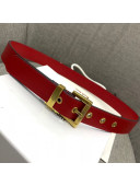 Givenchy Leather Belt with Vintage Square Buckle 30mm Red 2019