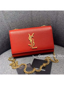 Saint Laurent Small Kate Chain Crossbody Bag in Grained Leather 470429 Red 2019