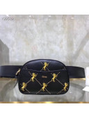 Chloe Signature Belt Bag In Smooth Calfskin With Embroidered Horses & Studs Black 2019