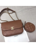 Chanel Calfskin Flap Bag and Coin Purse AS1094 02 Brown 2019