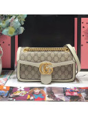 Gucci GG Leather Marmont Matelassé Shoulder Bag ‎443497 Beige/White 2019