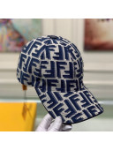 Fendi FF Jacquard Canvas Baseball Hat Blue 2021