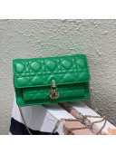 Dior Lady Dior Chain Pouch in Cannage Lambskin Green 2022 M68H