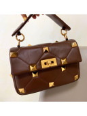 Valentino Roman Stud Lambskin Nappa Medium Chain Bag 0188 Teak Brown 2021