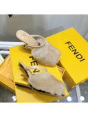 Fendi First Mink Fur F High Heel Sandals 8cm Beige 2021