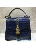 Chloe Crocodile Patterned Calfskin Aby Shoulder Bag With Top Handle Blue 2020